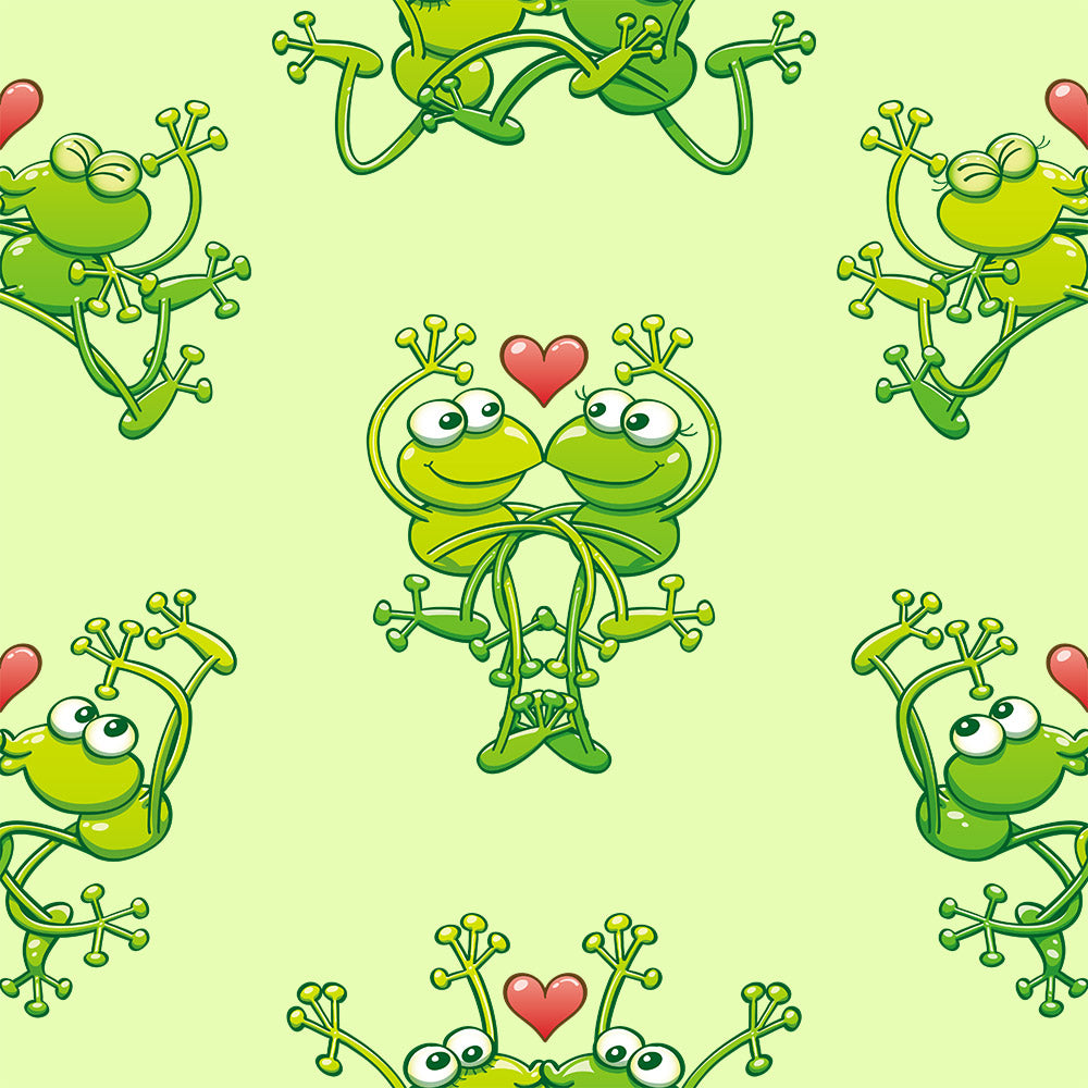 Green frogs are calling for love pattern design