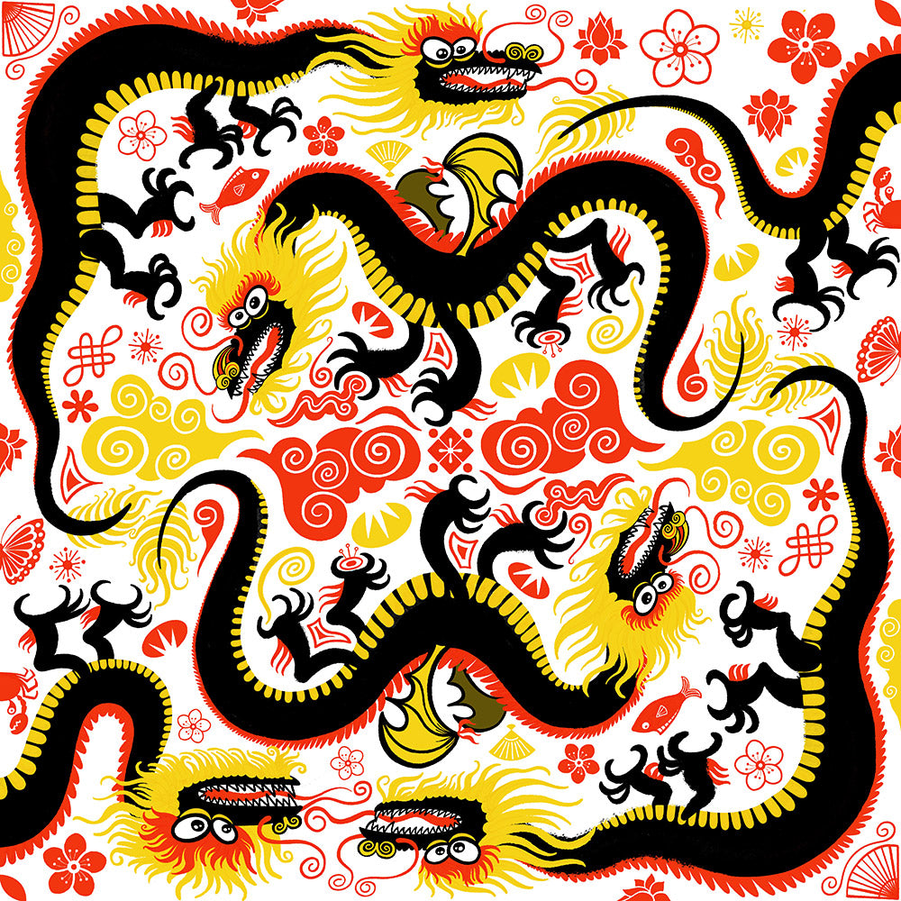 Legendary Chinese dragons pattern art