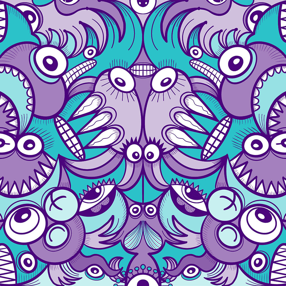 Aquatic Creatures of Planet 5 in the Doodles of the Galaxy Encyclopedia. Pattern design by Zoo&co