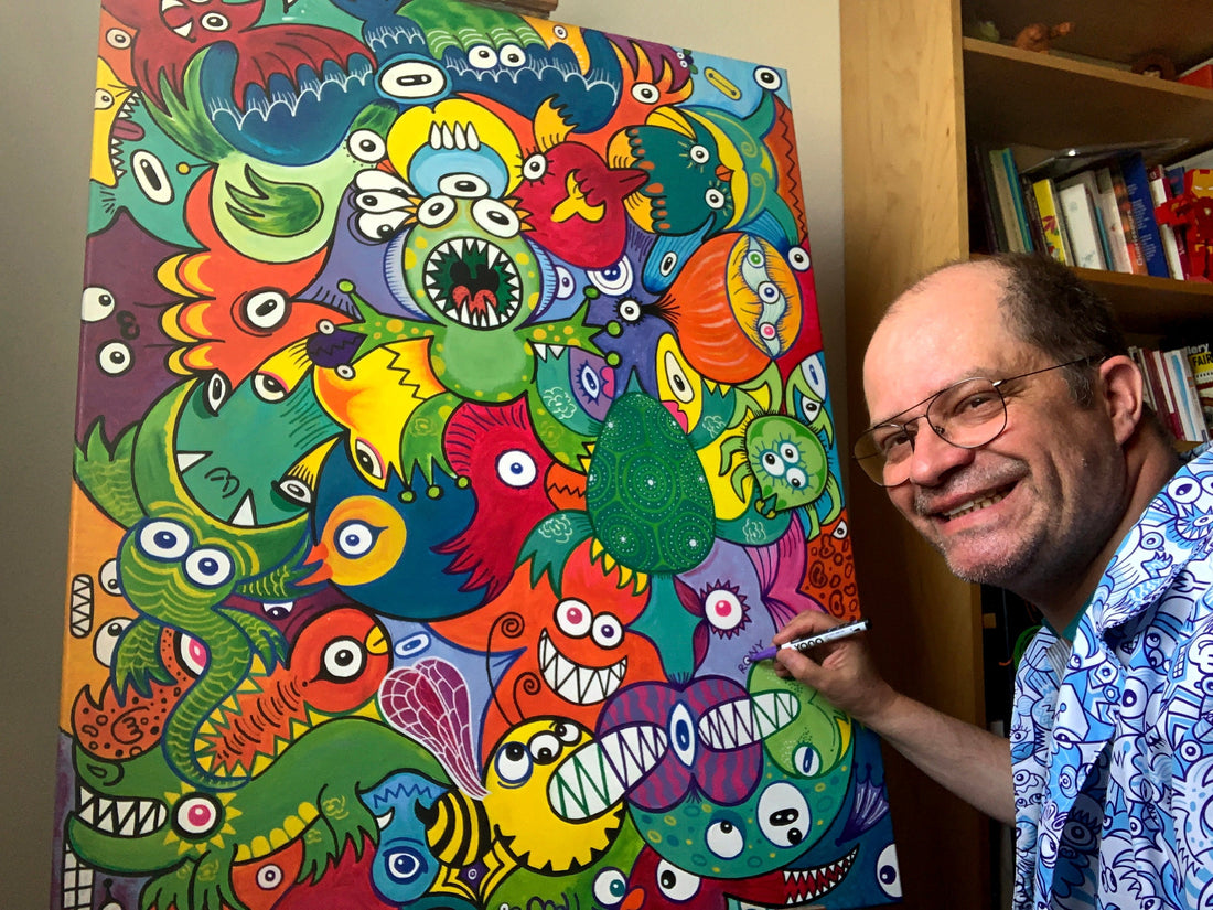 The Fantabulous Universe of RONY. Ronald Reichmann presenting his painting "Doodleliciously"