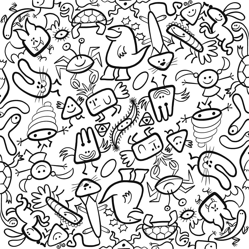 Simple doodles having great fun in a cool pattern design