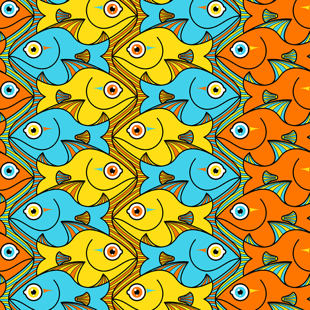 Rotated Pattern Fish Embrace the happy symphony of a planet full of smiling colorful fishes ...