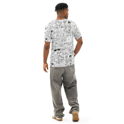Celebrating the Most Comprehensive Doodle Art of the Universe Men's cotton t-shirt. Lifestyle back view