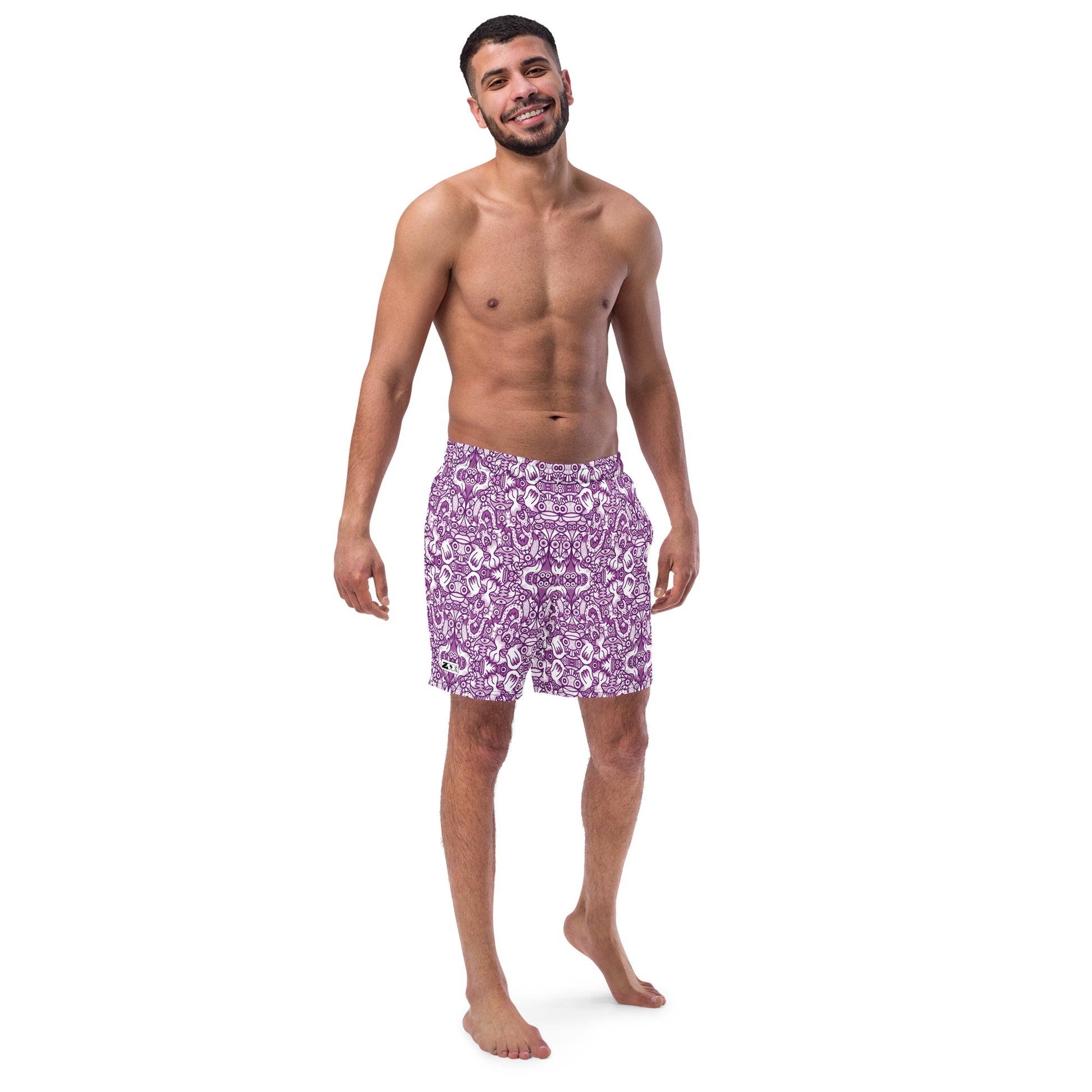 Mesmerizing Purple Doodle Fantasy Swim Trunks - Just for Men. Lifestyle