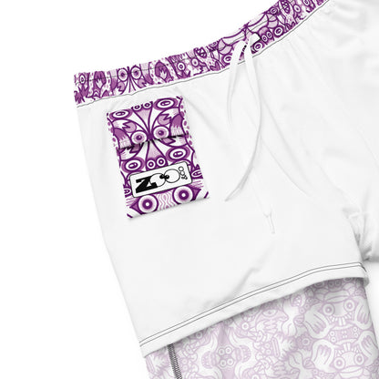 Mesmerizing Purple Doodle Fantasy Swim Trunks - Just for Men. Product detail. Interior pocket