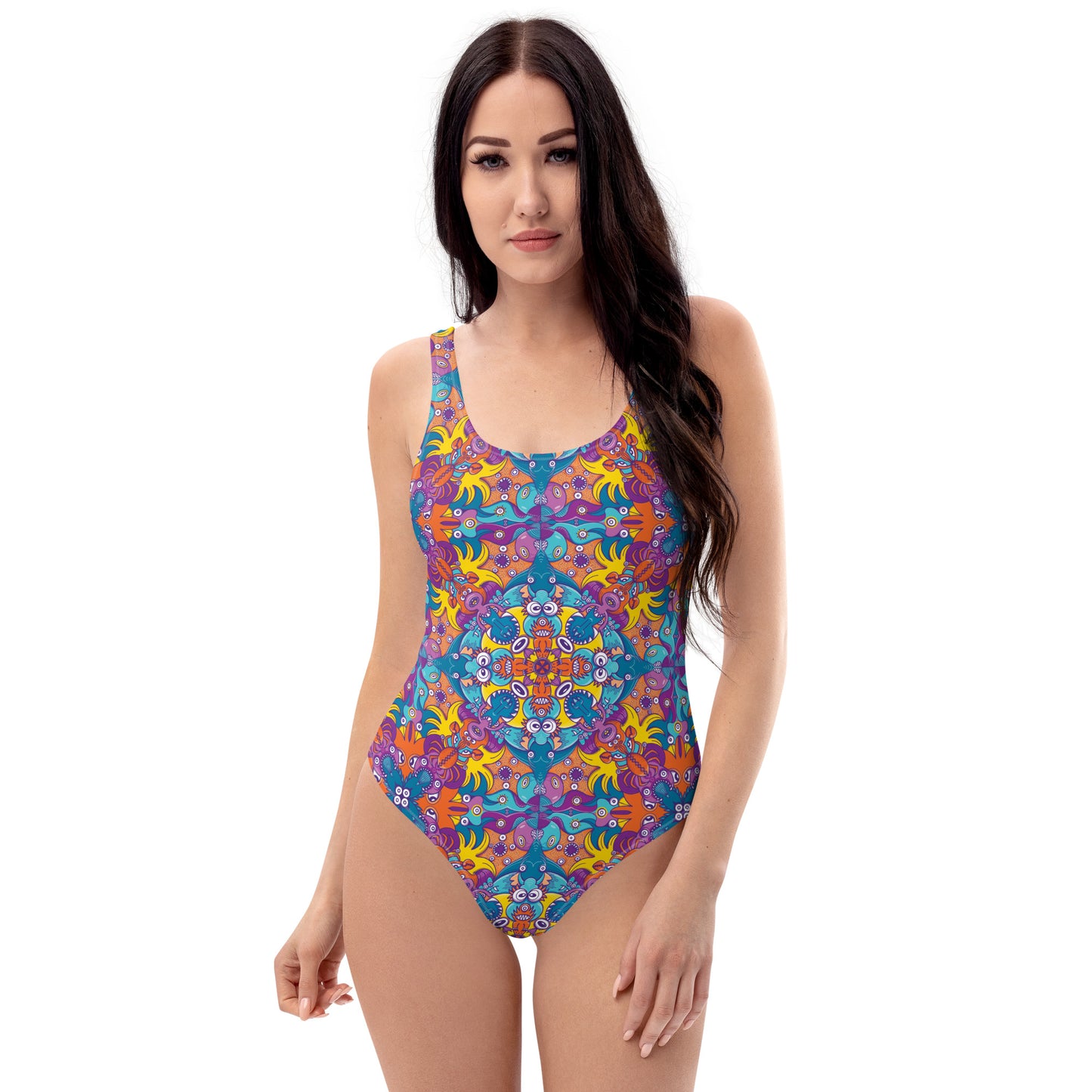 Ocean Doodle Delight All-Over Print Women's One-Piece Swimsuit. Front view