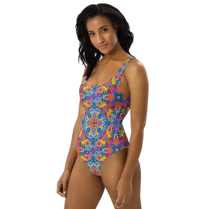 Ocean Doodle Delight All-Over Print Women's One-Piece Swimsuit. Left view