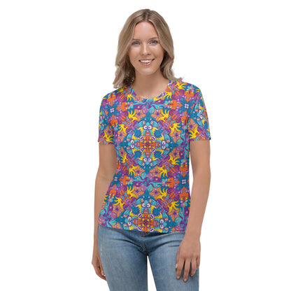 Ocean Doodle Delight All-Over Print Women's T-Shirt. Front view