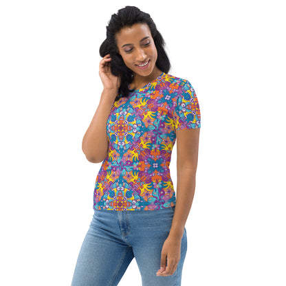 Ocean Doodle Delight All-Over Print Women's T-Shirt. Left view