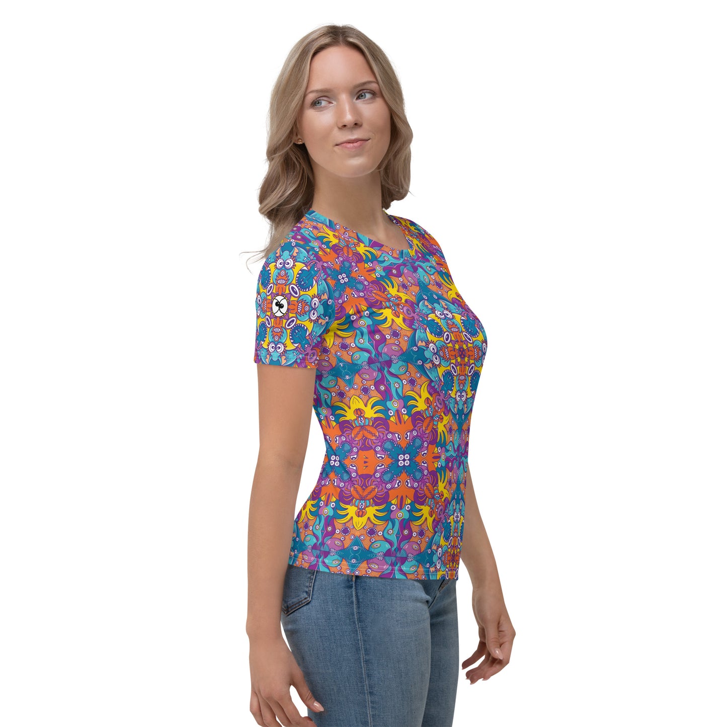 Ocean Doodle Delight All-Over Print Women's T-Shirt. Right view