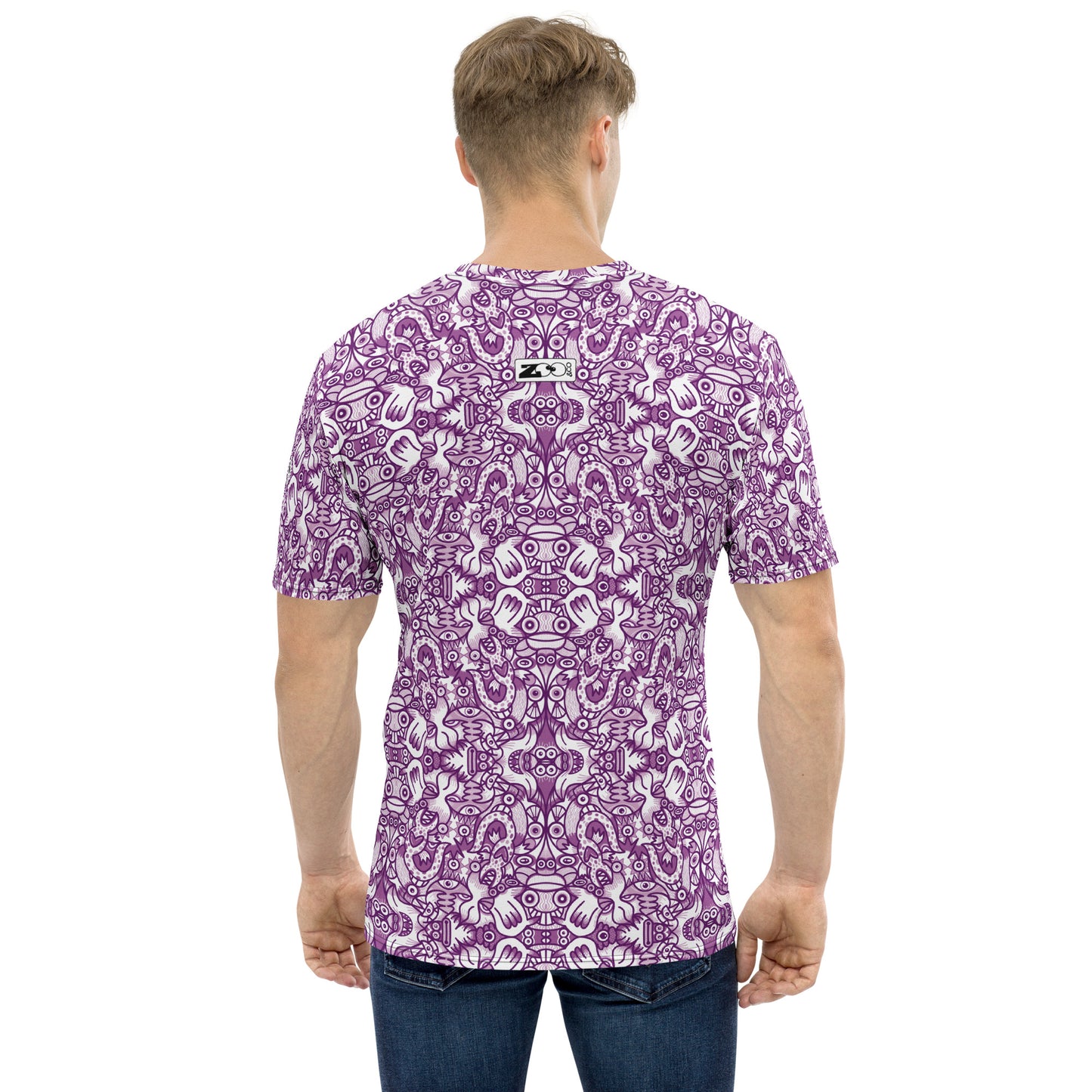 Purple Doodle Fantasy T-shirt - Mesmerizing Men's Style. Back view