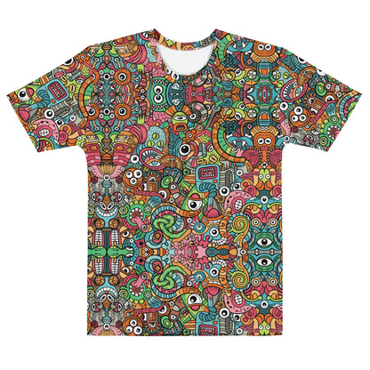 Robot Odyssey: A High-Tech Adventure with Quirky Bots Men's cotton t-shirt — front view
