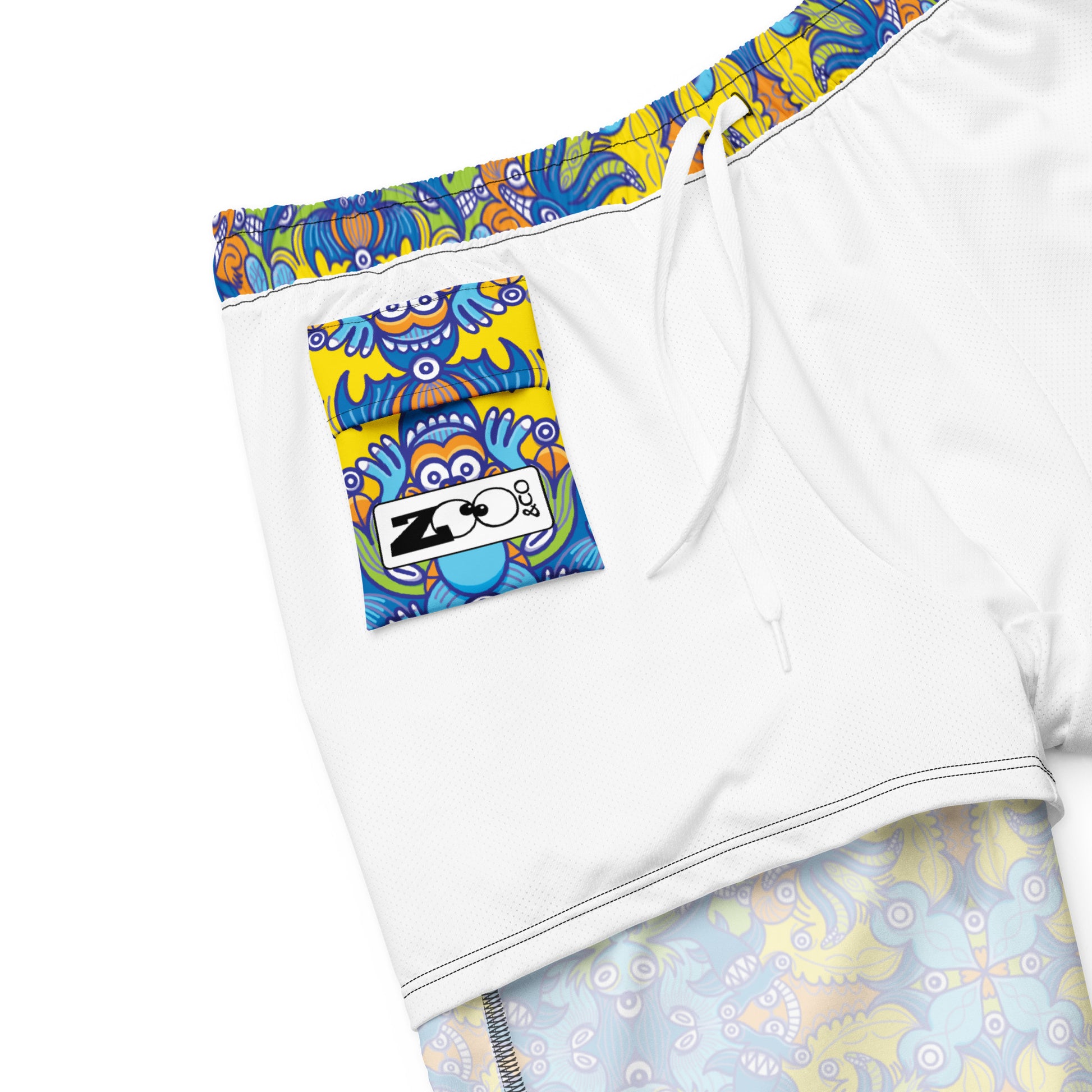 Wise Monkeys Mandala All-Over Print Recycled Swim Trunks. Product details. internal pocket