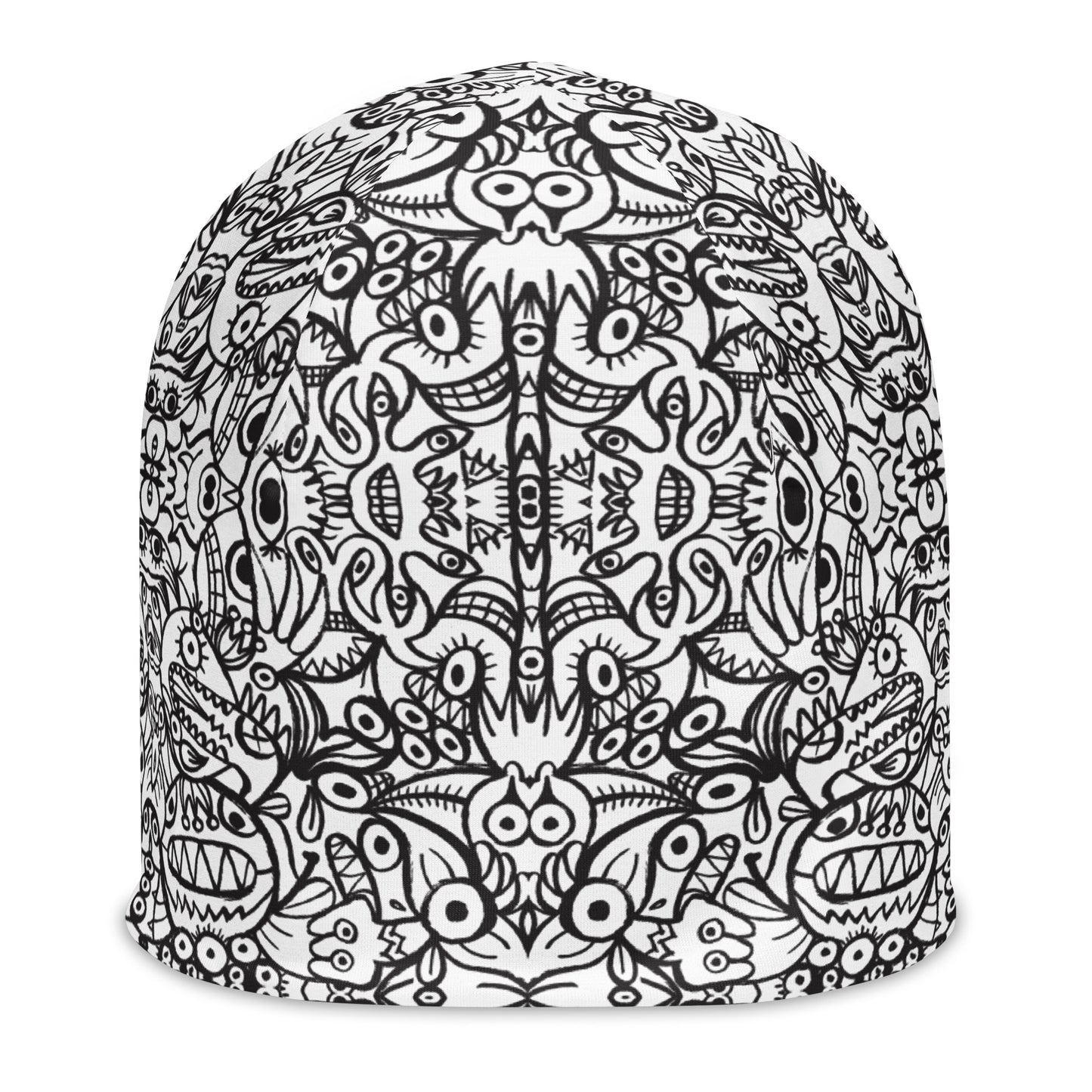 Brush style doodle critters All-Over Print Beanie. Product details