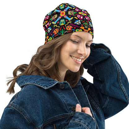 Mexican wrestling colorful party All-Over Print Beanie. Lifestyle