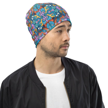 Wake up, time to take care of our sea All-Over Print Beanie. Lifestyle