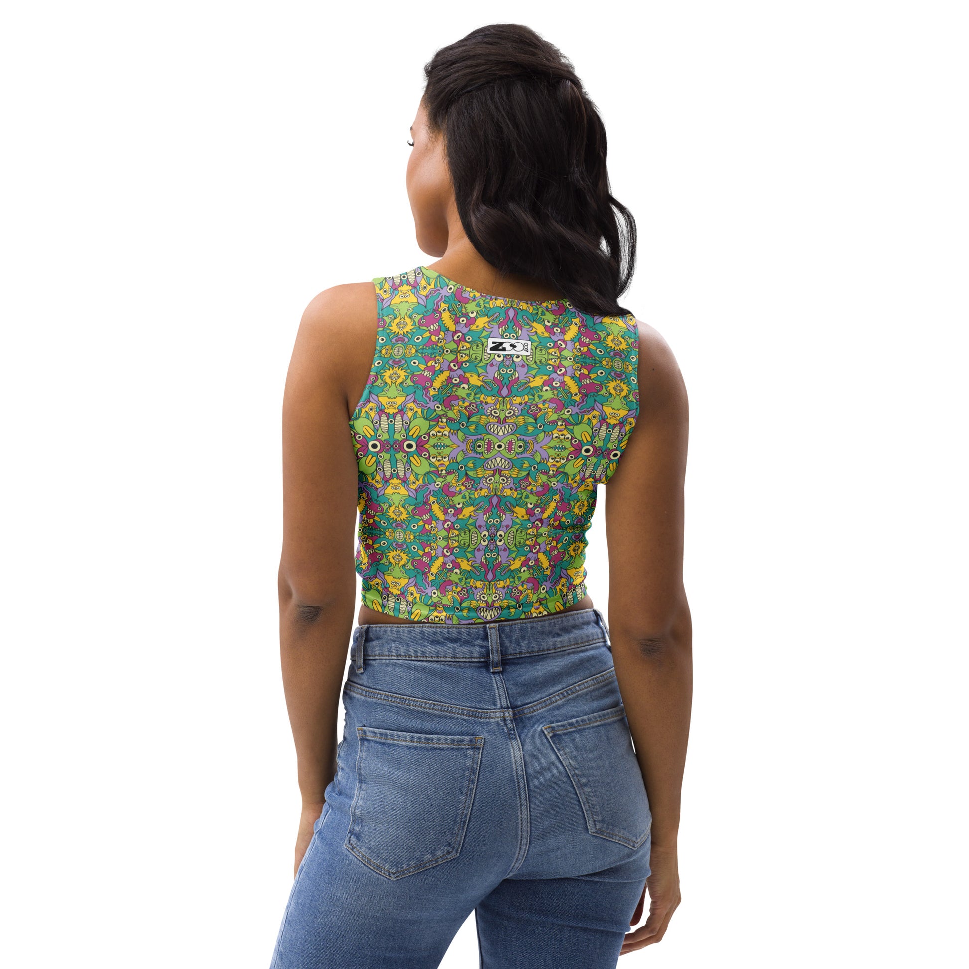 It’s life but not as we know it pattern design Crop Top. Back view