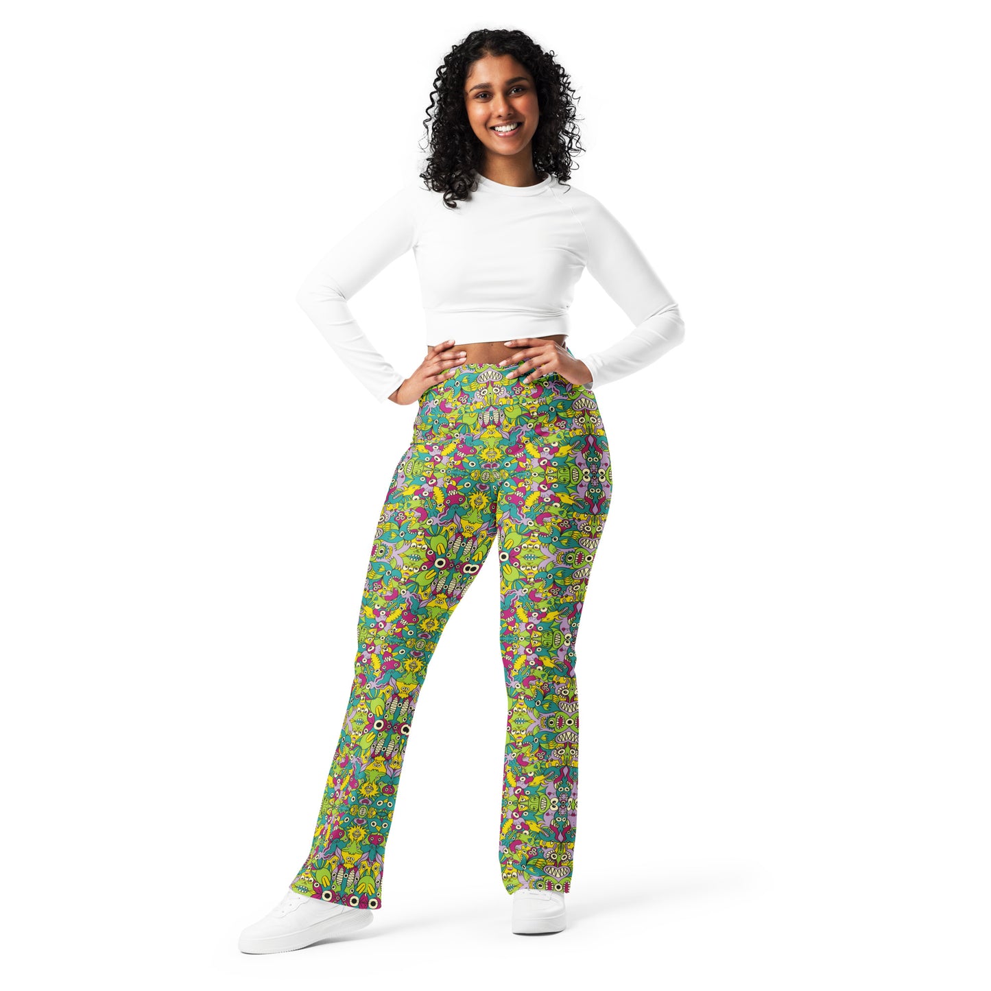 It's life but not as we know it pattern design - Flare leggings. Front view