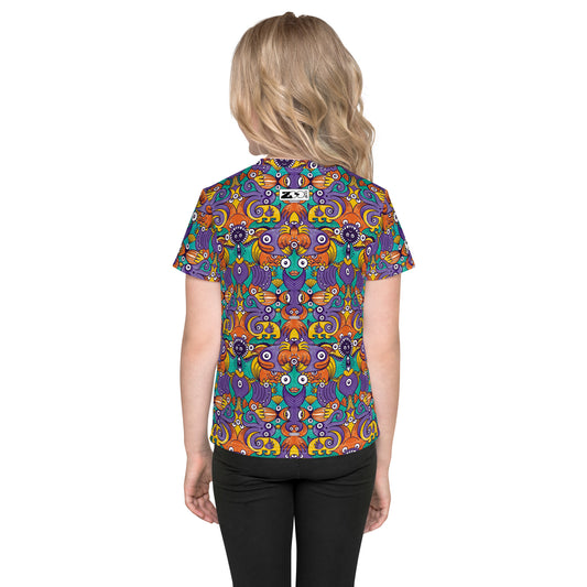 Dive into Whimsical Waters: An Undersea Odyssey - Kids crew neck t-shirt. Back view