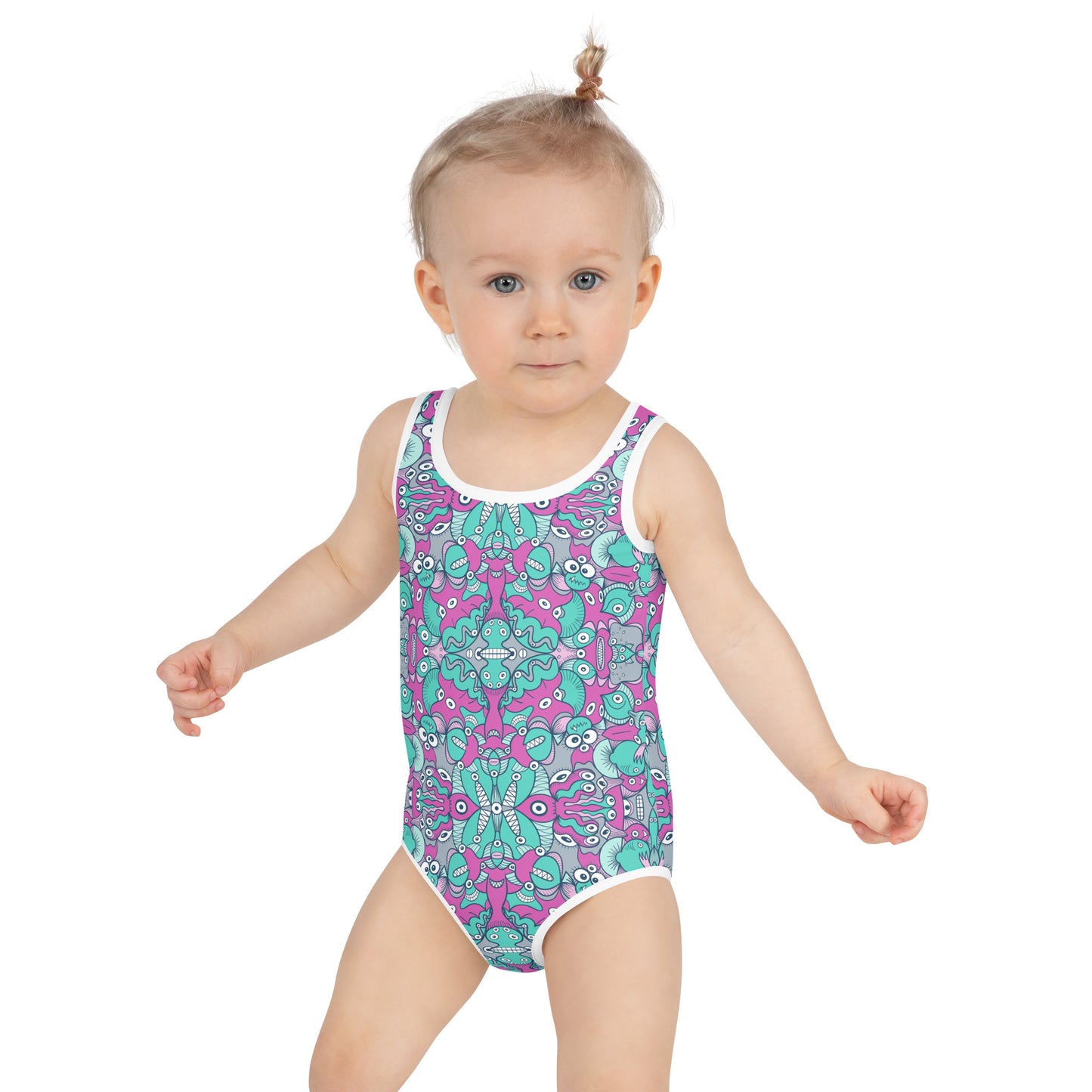 Sea creatures from an alien world All-Over Print Kids Swimsuit. Baby girl