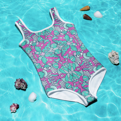 Sea creatures from an alien world All-Over Print Kids Swimsuit. Lifestyle