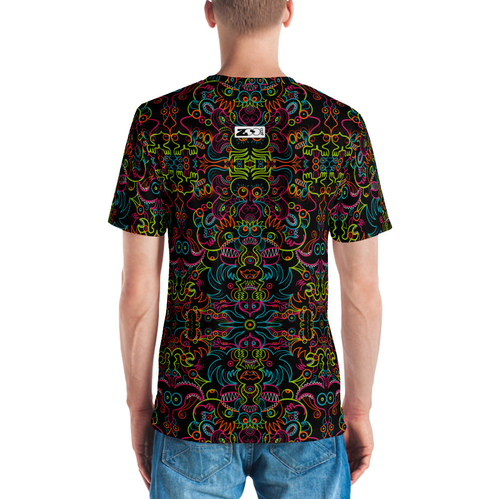 Doodle Carnival: A Kaleidoscope of Whimsical Wonders! - All-over print Men's t-shirt. Back view