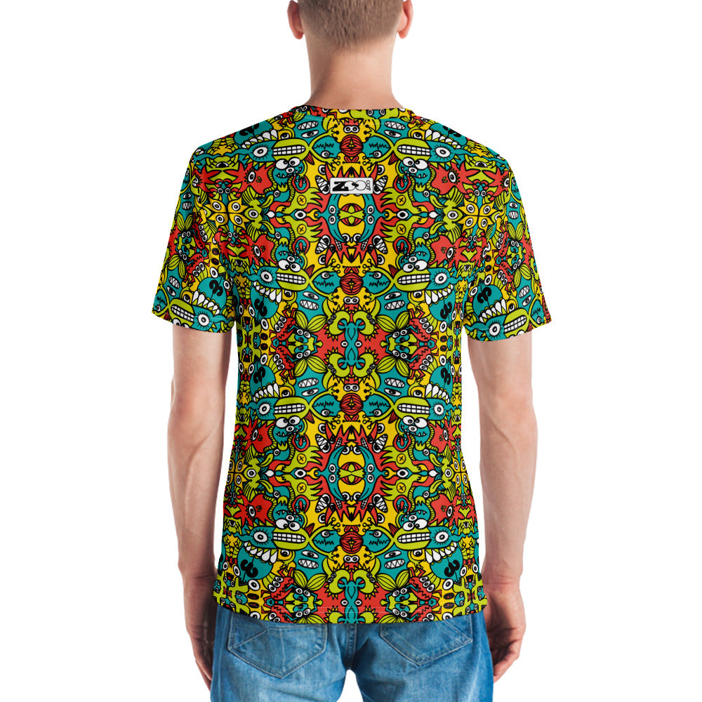 Doodle Dreamscape: Cosmic Critter Carnival - Men's t-shirt. Back view