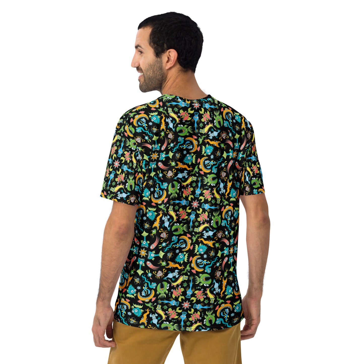 Sea creatures pattern design Men's T-shirt. Back view