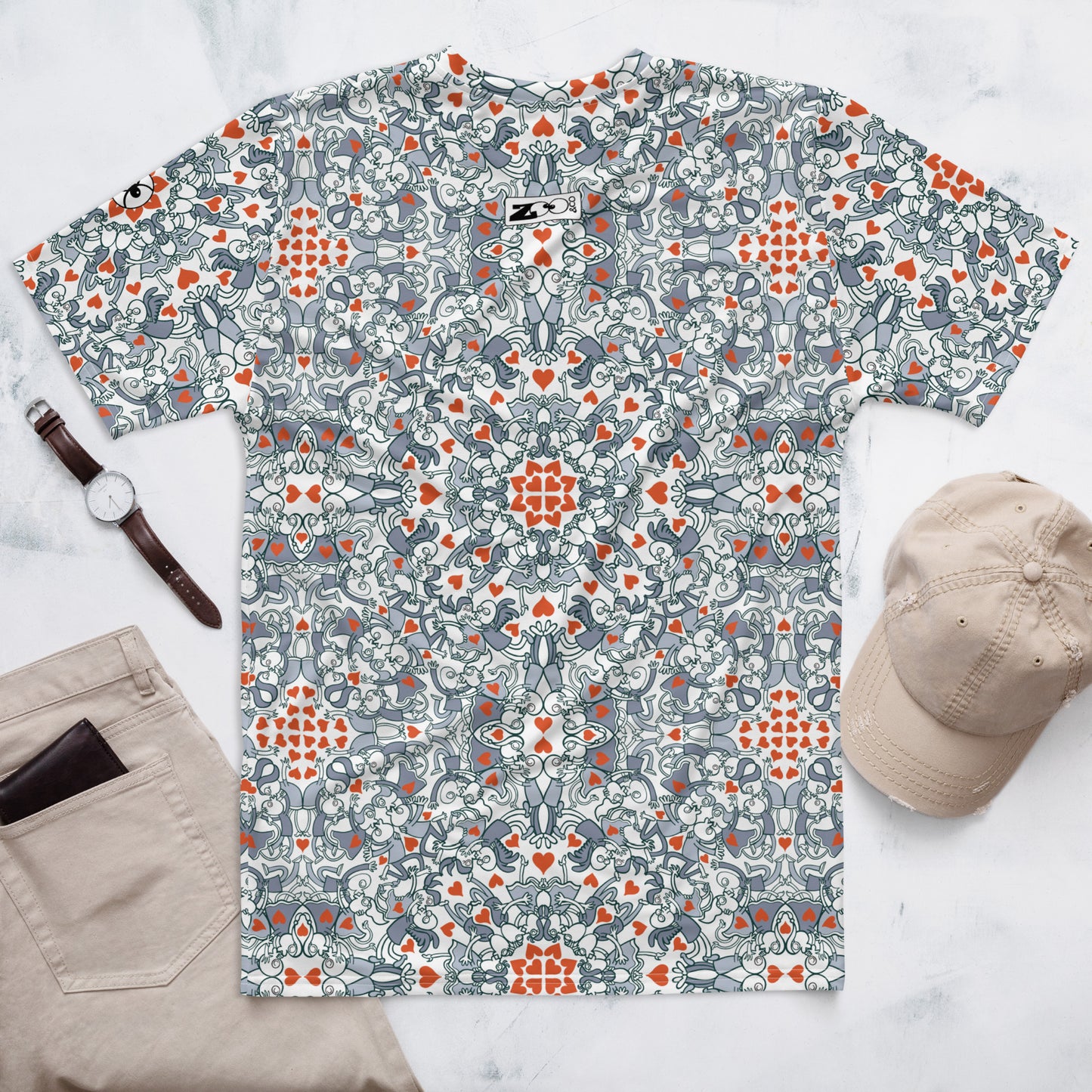 Kissed by Doodles in Valentine's Mandala Melody - Men's t-shirt. Lifestyle