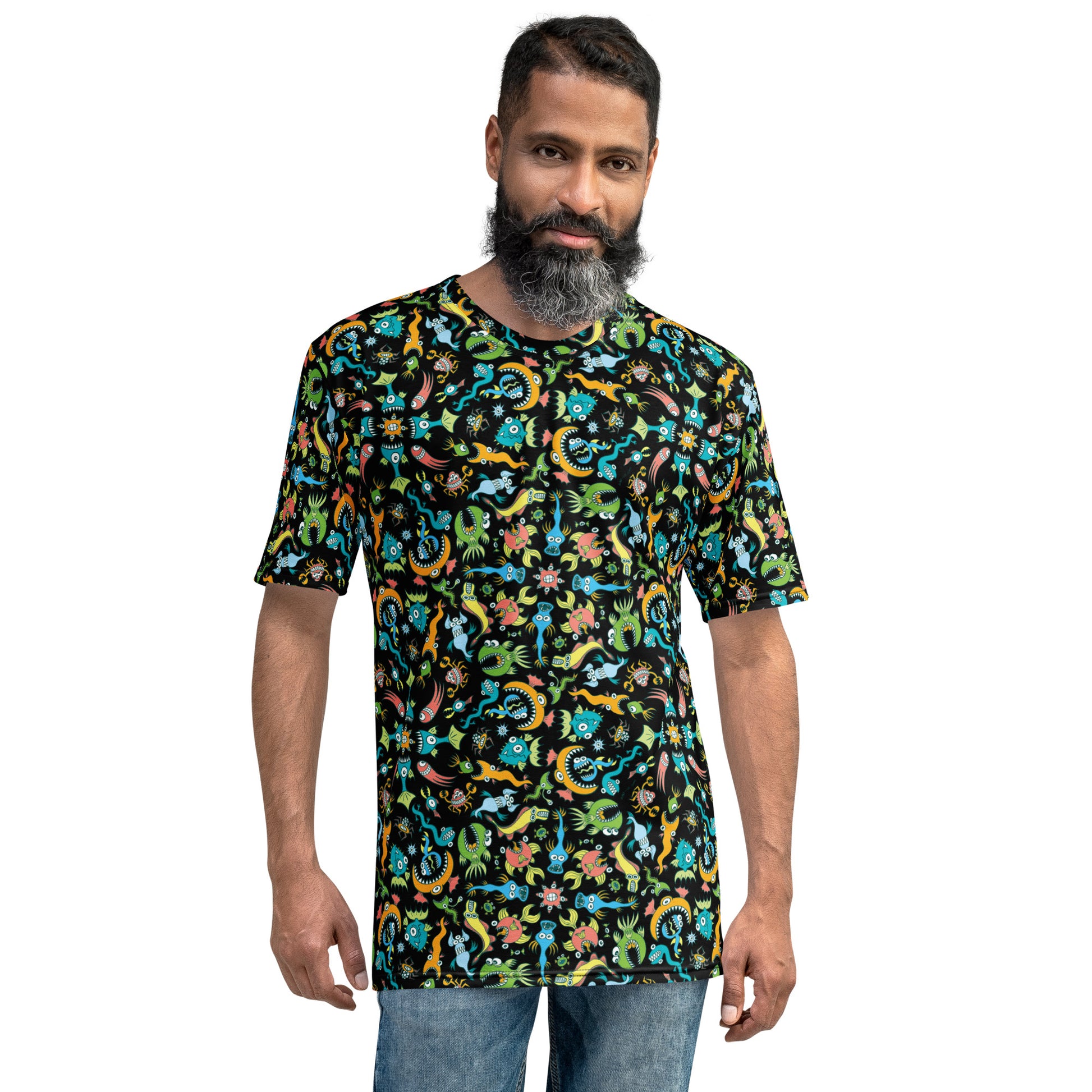Sea creatures pattern design Men's T-shirt. Front view