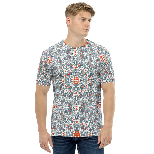 Kissed by Doodles in Valentine's Mandala Melody - Men's t-shirt. Front view