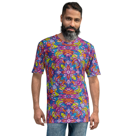 Whimsical Critter Chaos: A Doodle Adventure - Men's t-shirt. Front view