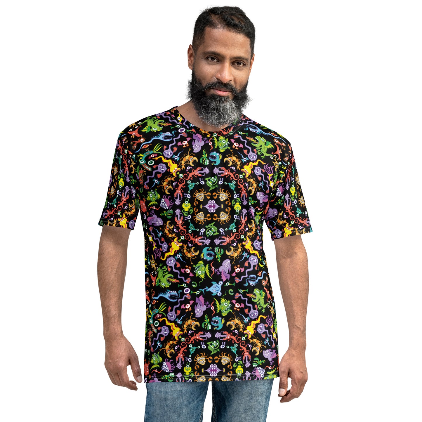 Ocean critters pattern mandala Men's T-shirt. Front view