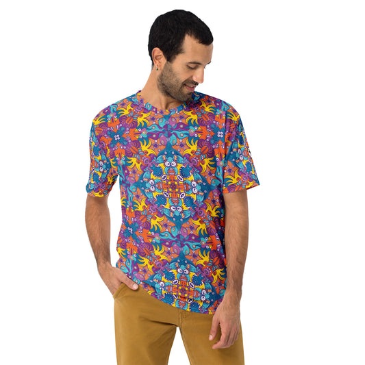 Ocean Doodle Delight All-Over Print Men's T-Shirt. Front view