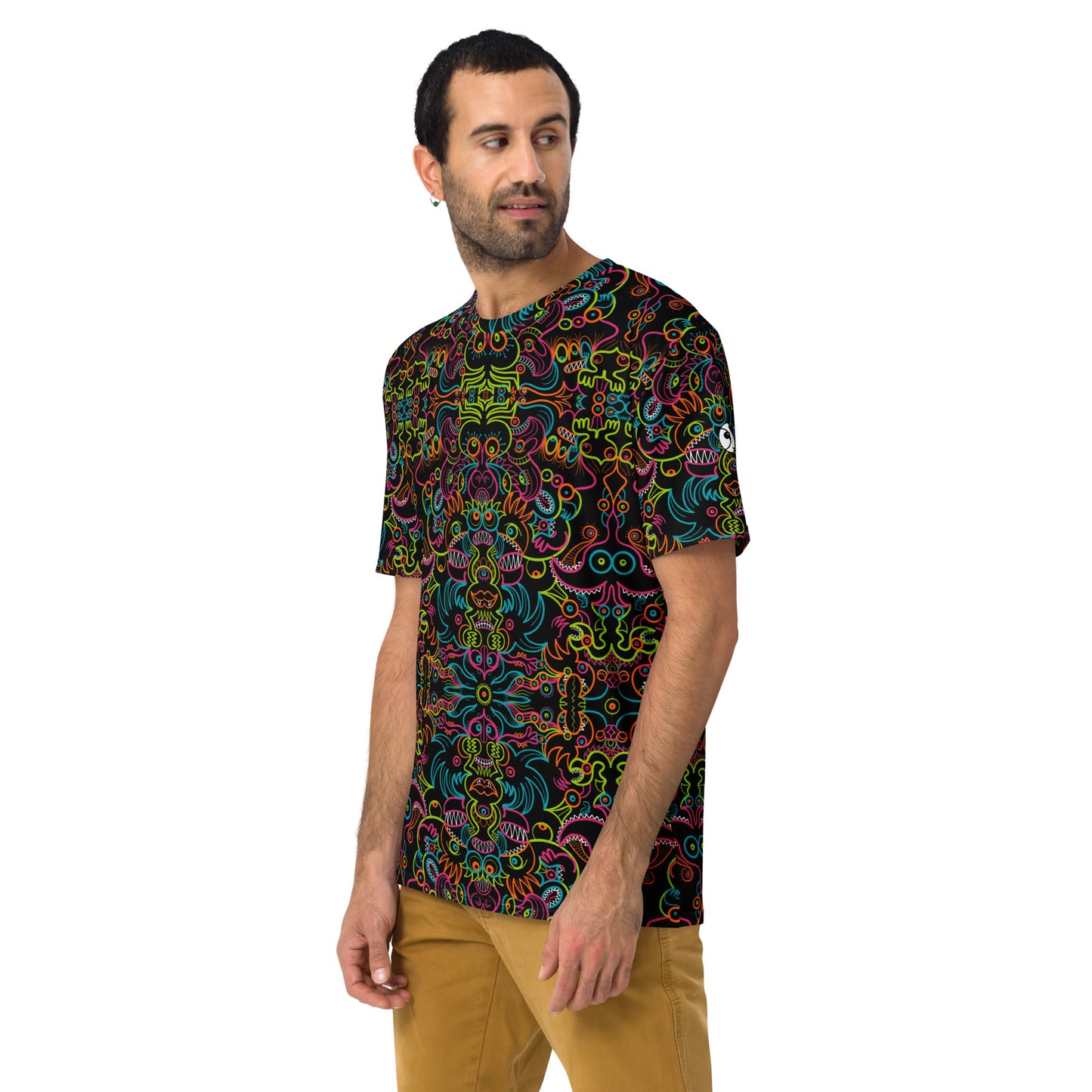 Doodle Carnival: A Kaleidoscope of Whimsical Wonders! - All-over print Men's t-shirt. Side view