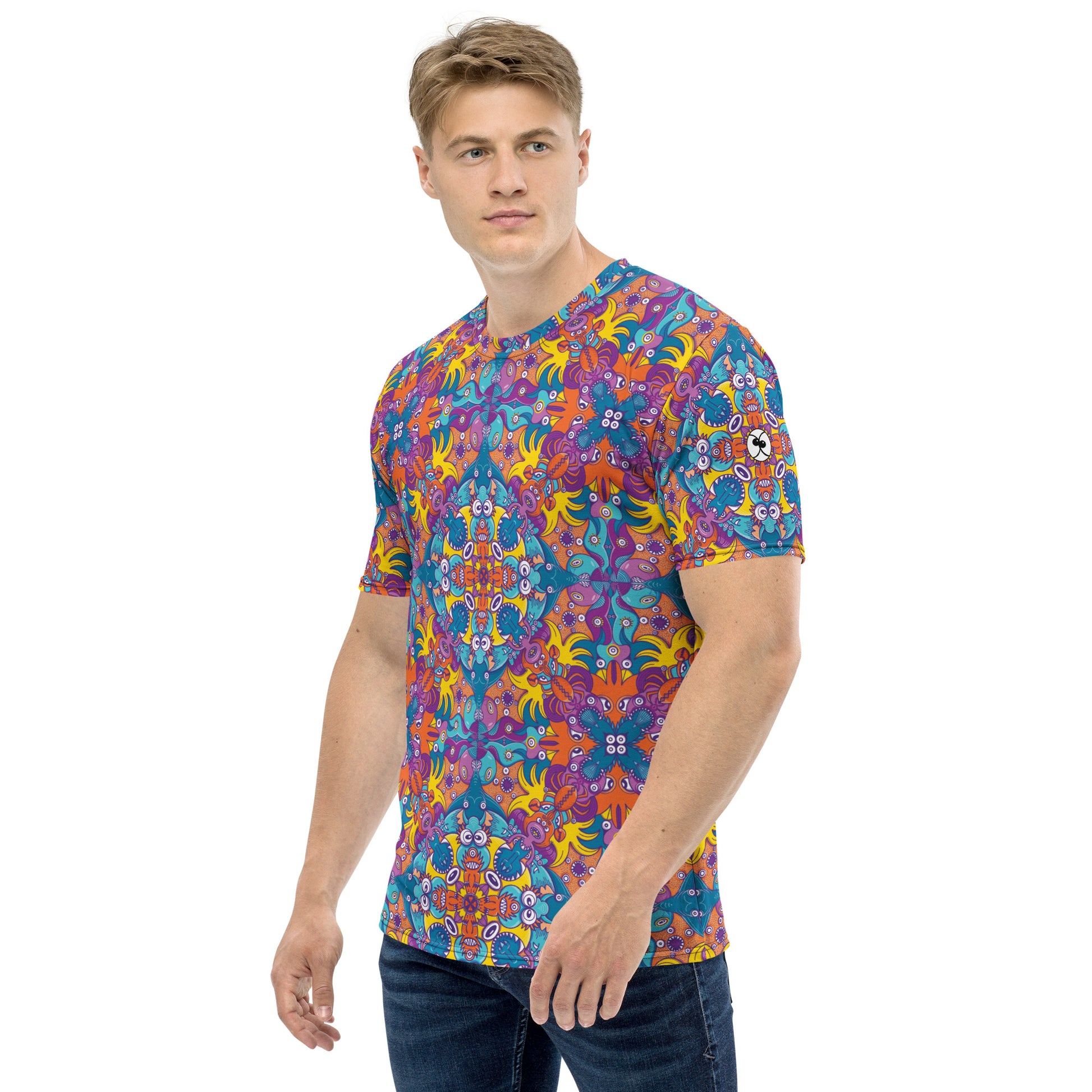 Ocean Doodle Delight All-Over Print Men's T-Shirt. Left view