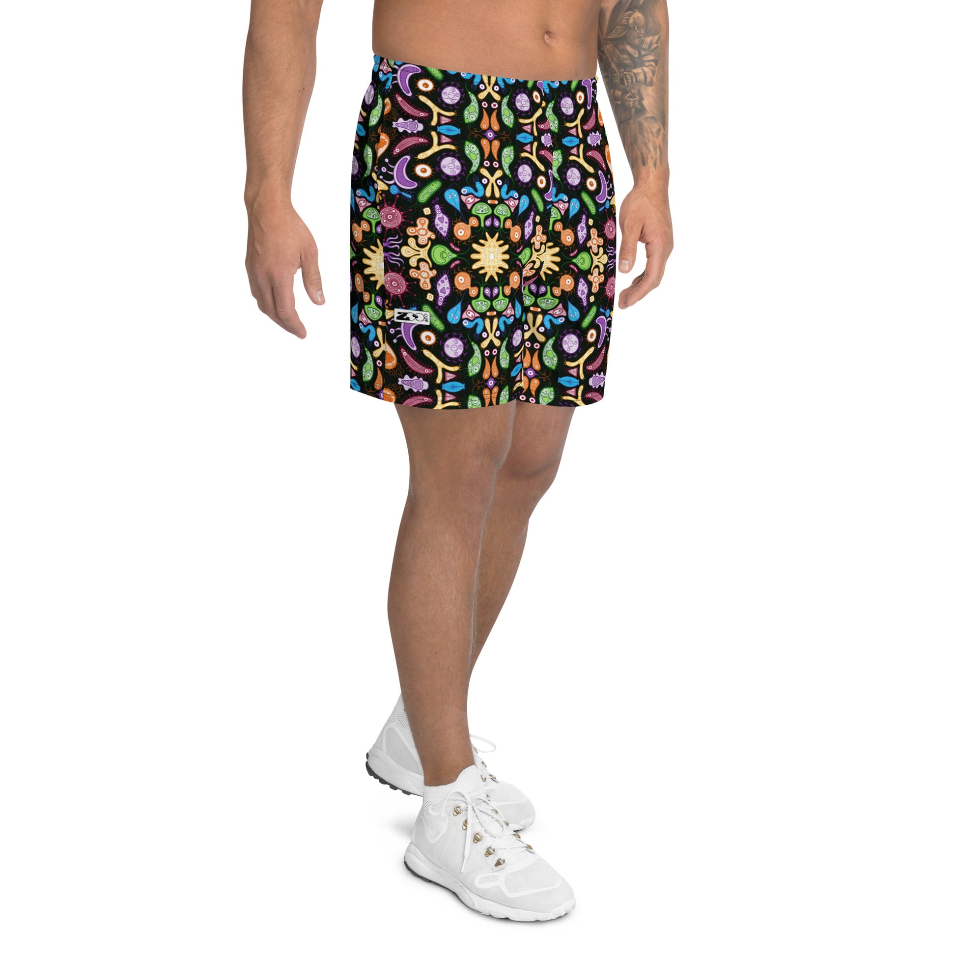 Don't be afraid of microorganisms Men's Athletic Long Shorts. Side view
