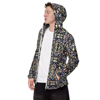 Bewitched Skulls: Hauntingly Chic Pattern Design - Men’s windbreaker. Side view