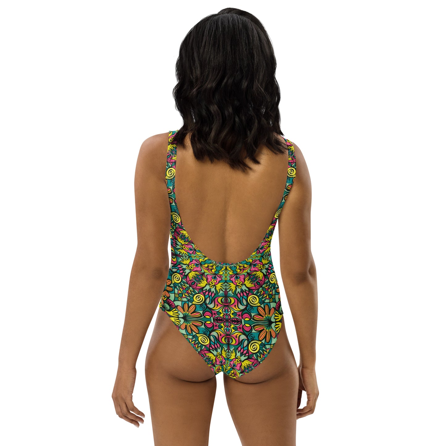 Exploring Jungle Oddities: Inspiration from the Fascinating Wildflowers of the Tropics. One-Piece Swimsuit. Back view