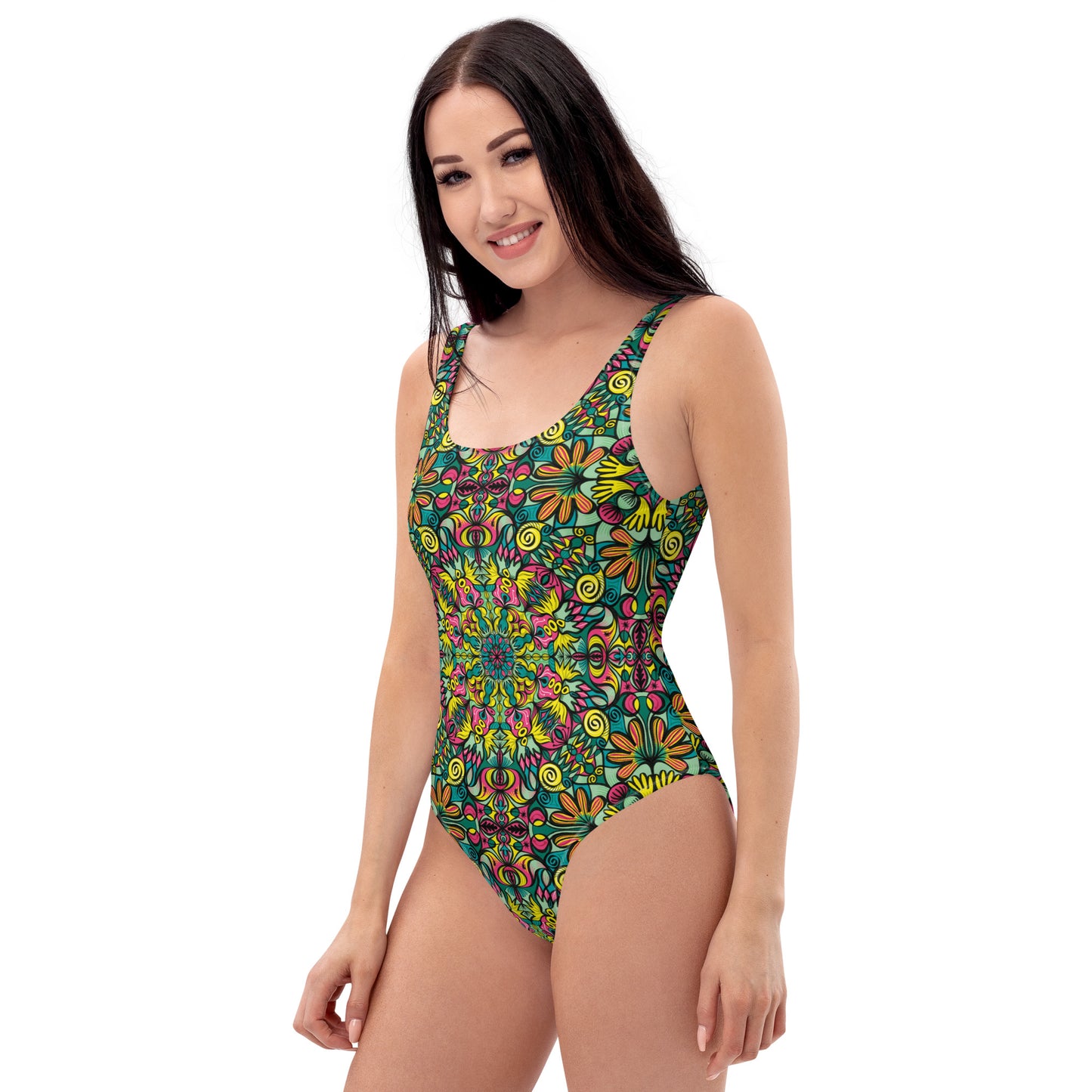 Exploring Jungle Oddities: Inspiration from the Fascinating Wildflowers of the Tropics. One-Piece Swimsuit. Left view