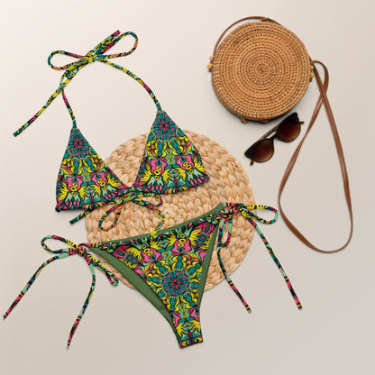 Exploring Jungle Oddities: Inspiration from the Fascinating Wildflowers of the Tropics All-over print recycled string bikini. Lifestyle