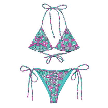 Sea creatures from an alien world All-over print recycled string bikini. Overview