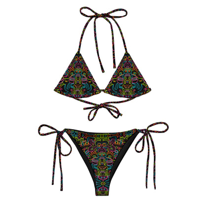 Doodle Carnival Whimsical String Bikini - Eco-friendly All-over print. Flat lifestyle