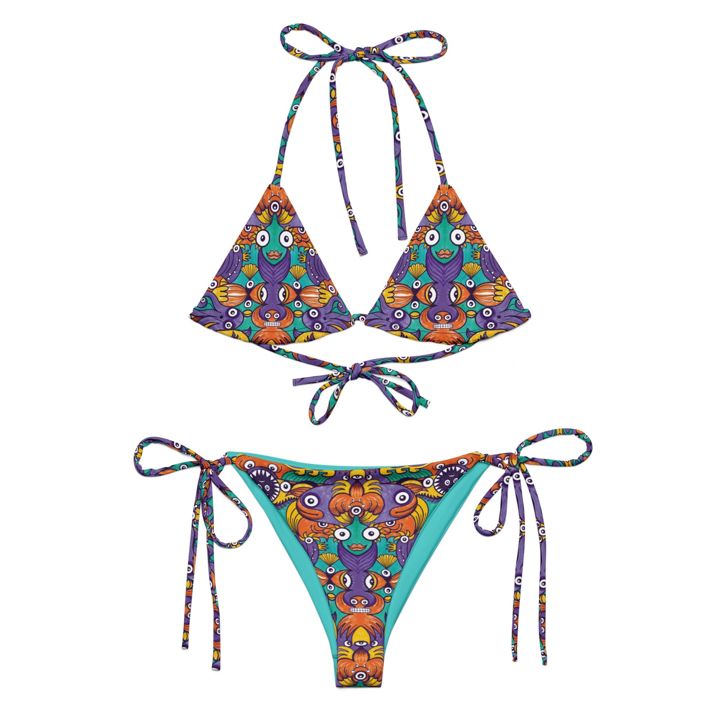 Whimsical Waters String Bikini: Dive into an Undersea Odyssey. Flat lifestyle