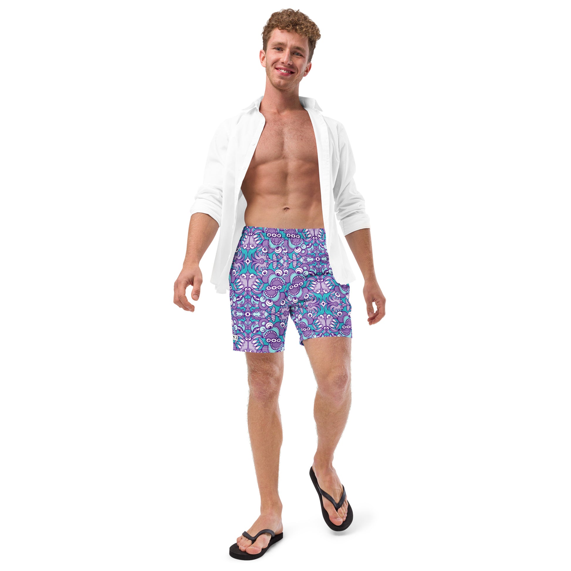 Planet 5: Aquatic Creatures from the Doodles of the Galaxy - Men's swim trunks. Lifestyle