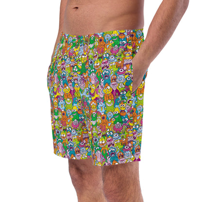 Terrific Halloween creatures ready for a horror movie Men's swim trunks. Front view