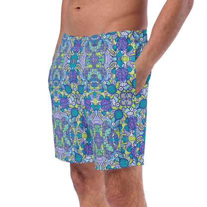 Once upon a time in an ocean full of life Men's swim trunks. Front view