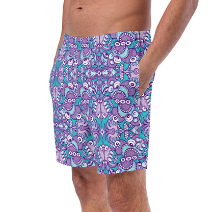 Planet 5: Aquatic Creatures from the Doodles of the Galaxy - Men's swim trunks. Front view