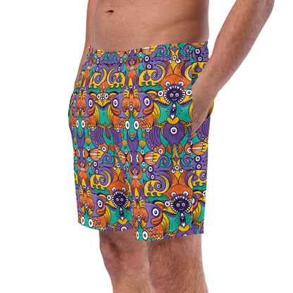 Dive into Whimsical Waters: An Undersea Odyssey - Men's swim trunks. Front view
