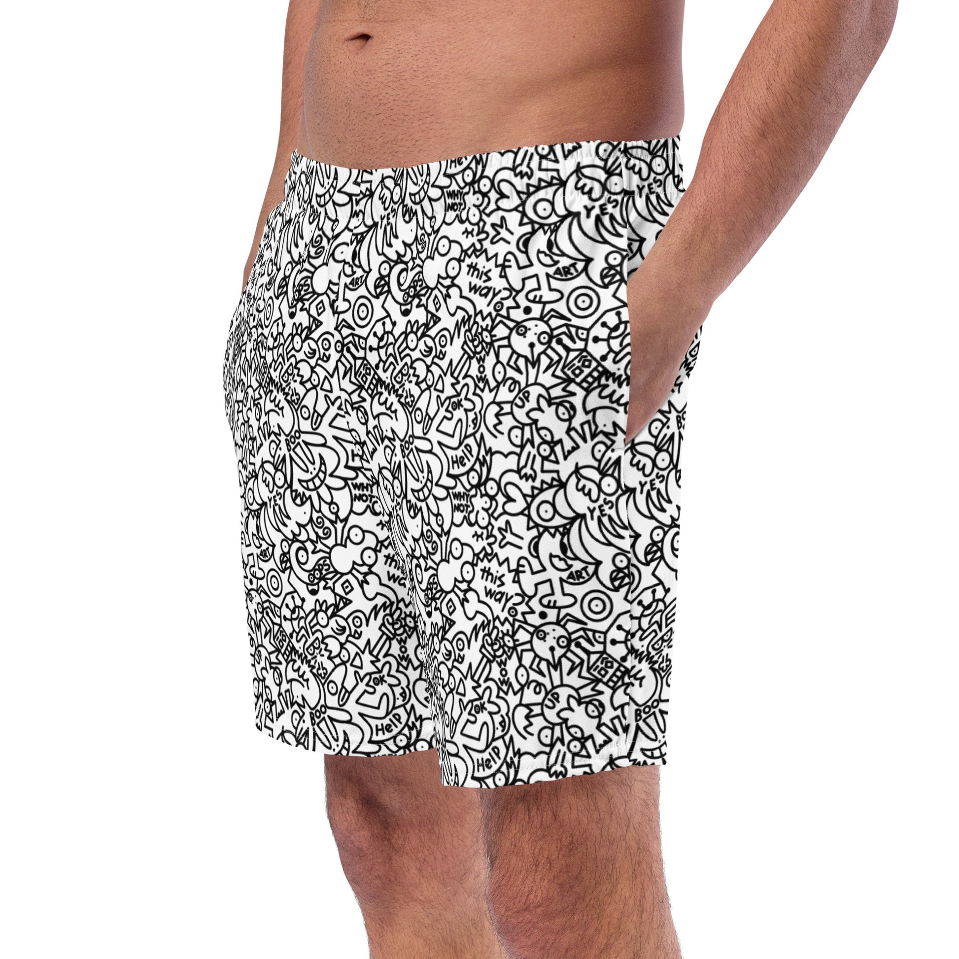 The Playful Power of Great Doodles for Bold People - Men's swim trunks. Front view